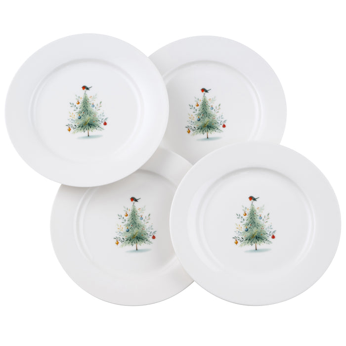 Aynsley Little Robin Christmas Tree Teaplates Set of 4