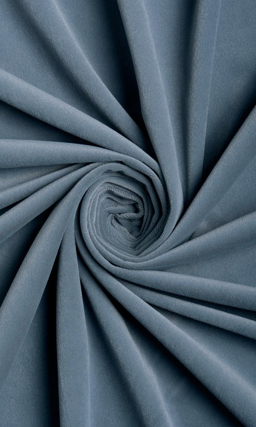 Velvet Home Décor Fabric By the Metre (Grey/ Blue)