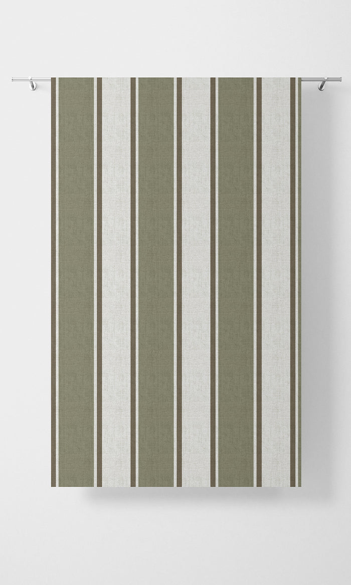 Striped Home Textile Fabric Material By the Metre (Green/ Brown)