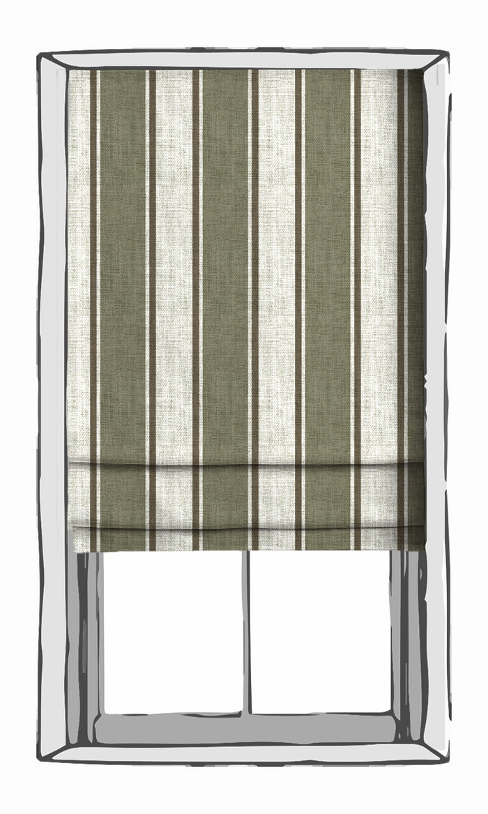 Striped Fabric Material By the Metre (Green/ Brown)