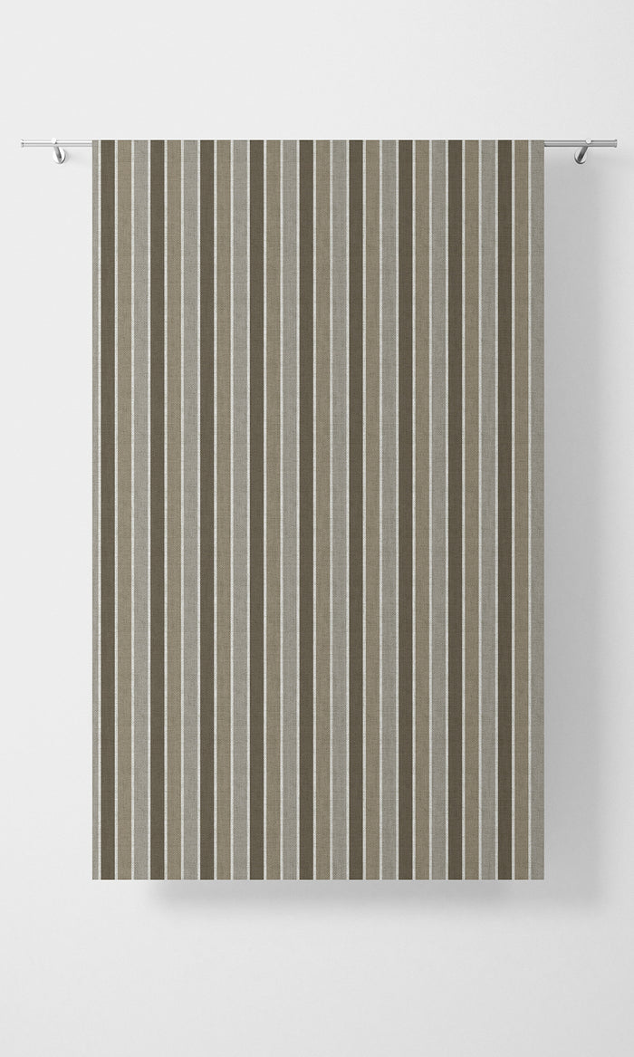 Striped Pinch Pleat, Rod Pocket, Eyelet Curtains (Beige/ Brown/ Grey)