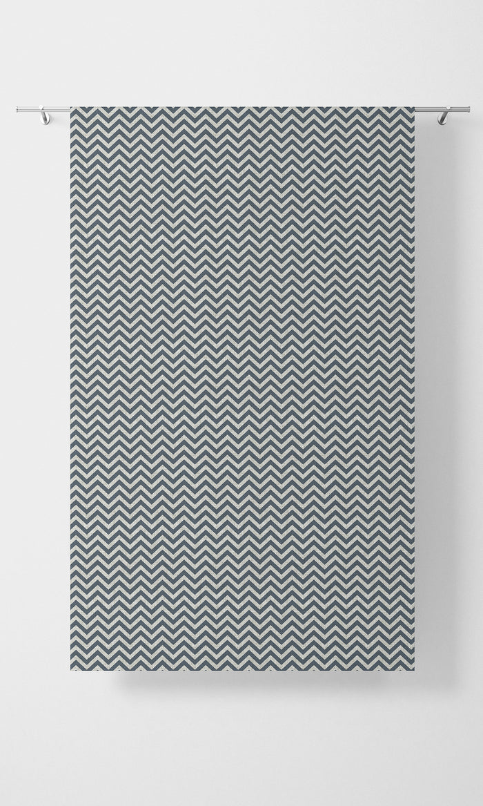 Chevron Print Home Textile Fabric Material By the Metre (Petrol Blue/ White)