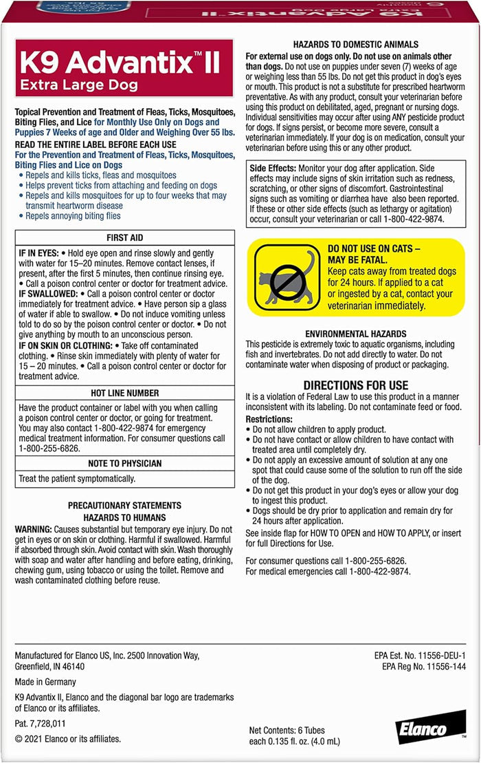 Bayer K9 Advantix II Flea Treatment for XL Dogs 2 Month Supply