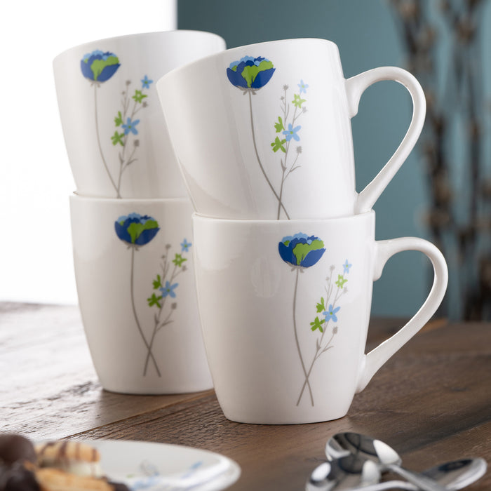 Belleek Living Indigo Bloom Mugs Set of 4