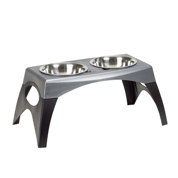Bergan Elevated Pet Feeder Medium Stainless Steel Double Bowls Adjustable Legs
