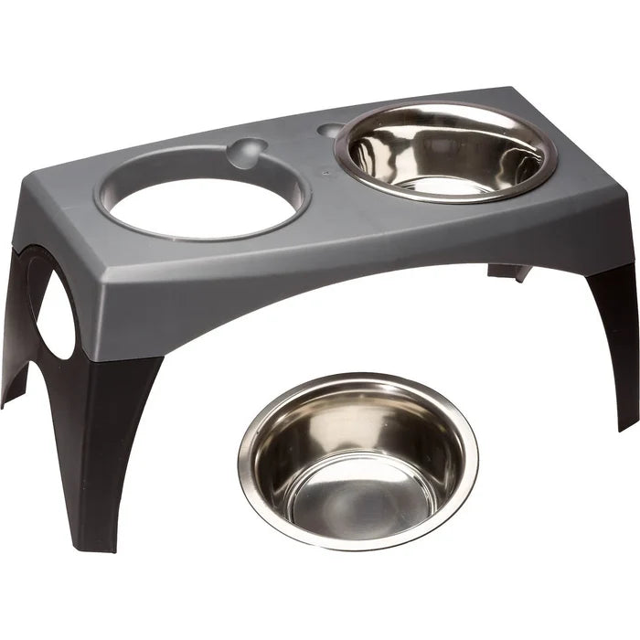Bergan Elevated Pet Feeder Medium Stainless Steel Double Bowls Adjustable Legs