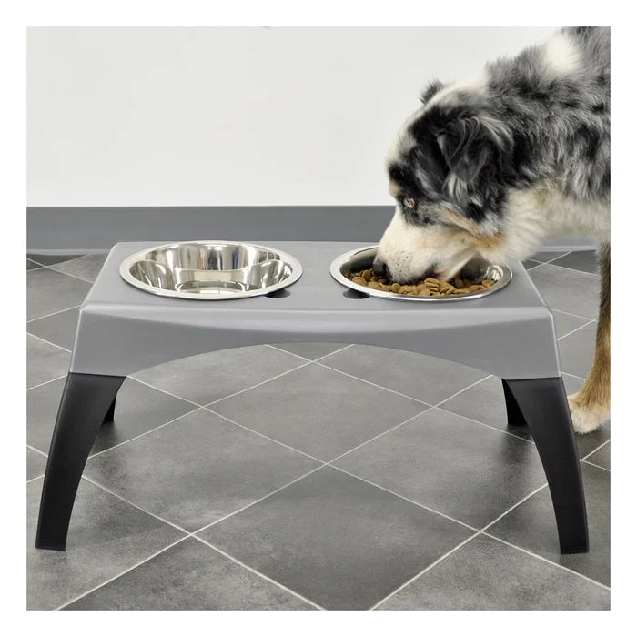 Bergan Elevated Pet Feeder Medium Stainless Steel Double Bowls Adjustable Legs