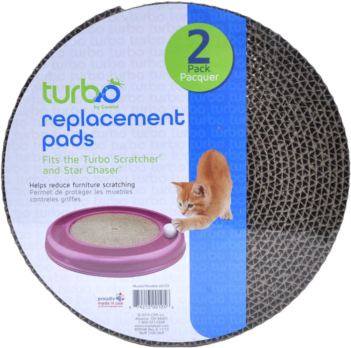 Bergan Turbo Cat Scratcher or Star Chaser Replacement Scratch Pads 2-Pack Coastal