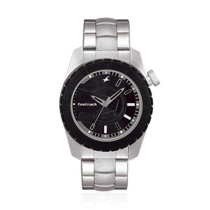 Black Dial Silver Stainless Steel Strap Watch 3006SM02