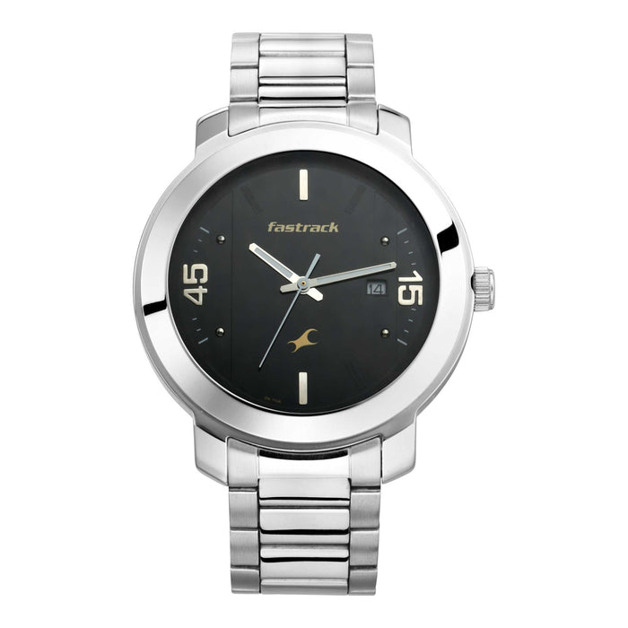 Black Dial Stainless Steel Strap Watch