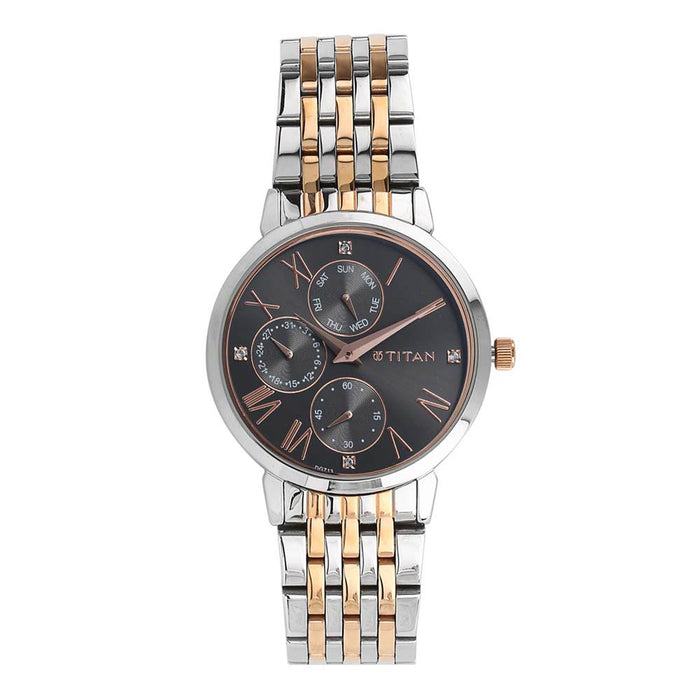 Black Dial Steel Strap Watch 2569KM03, Two Toned, bracelet