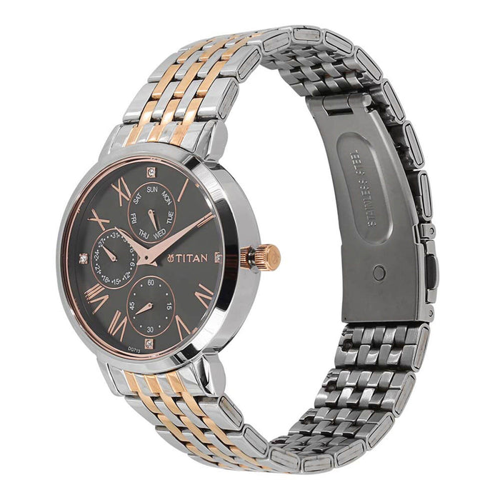 Black Dial Steel Strap Watch 2569KM03, Two Toned, bracelet