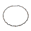 Black Rhodium Plated Sterling Silver with Rose Oval Beads Twisted Italian Necklace - SPN00038