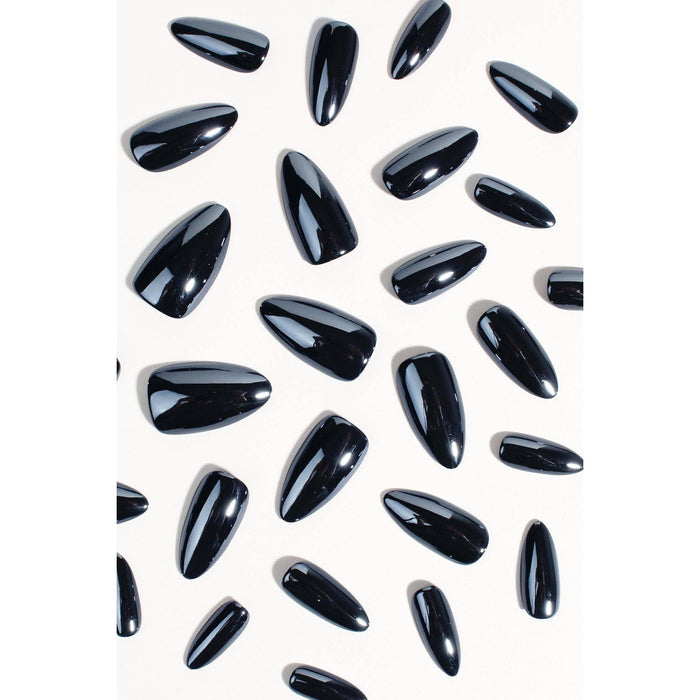 Blackberry Sugar Pop Press-On Nails | Deep Navy Nearly Black Gloss Nails | Reusable