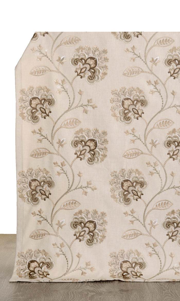 Vine Embroidered Made-to-Measure Curtains (Latte Beige/ Brown)