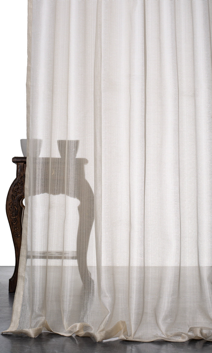 Textured Sheer Drapes for Living, Bedroom, Kitchen, Bathroom (Ivory/ Pale Beige)