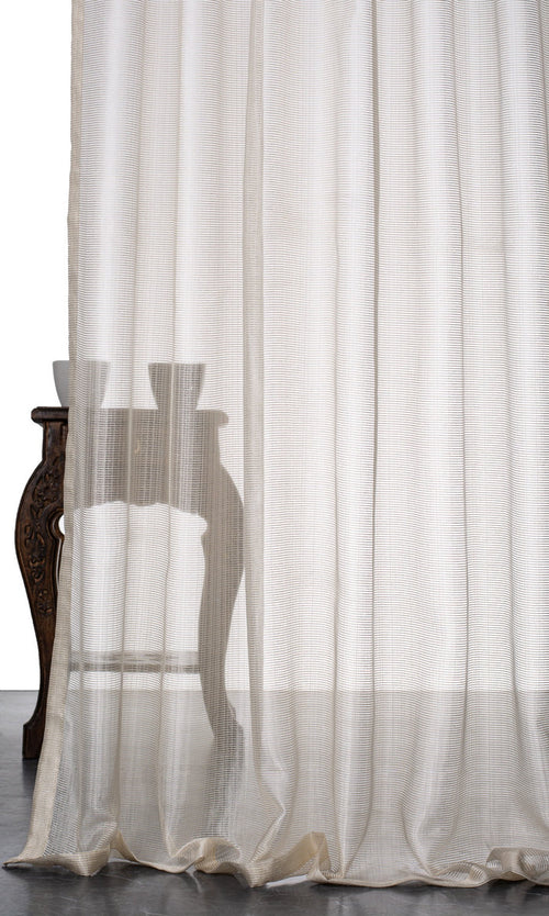 Textured Sheer Drapes for Living, Bedroom, Kitchen, Bathroom (Ivory/ Pale Beige)