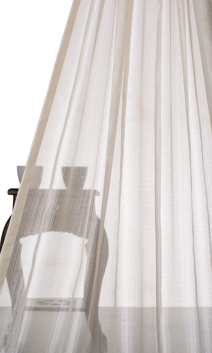 Textured Sheer Pinch Pleat, Rod Pocket, Eyelet Curtains (Ivory/ Pale Beige)