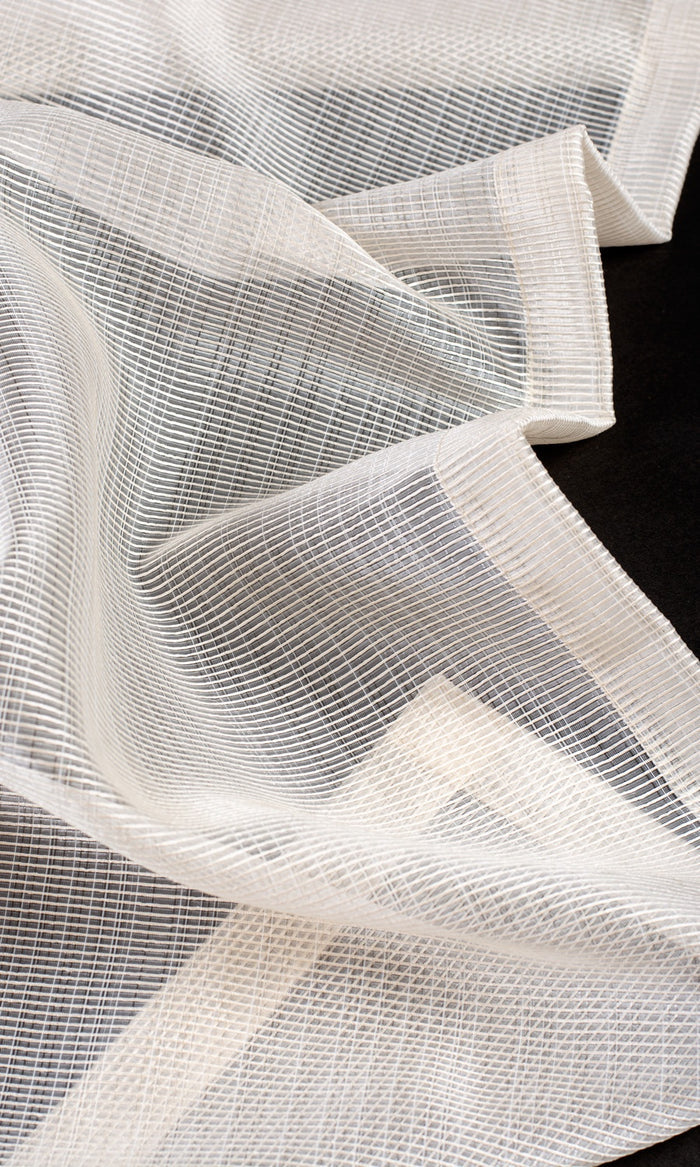 Textured Sheer Drapes (Ivory/ Pale Beige) Extra Long Short Wide