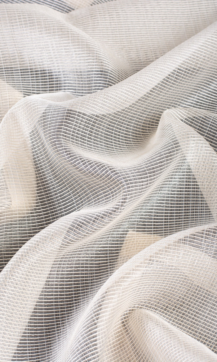 Textured Sheer Curtains / Drapes / Window Drapery Panels (Ivory/ Pale Beige)