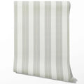 Neutral Geometric Striped Traditional Wallpaper (Grey-Green)
