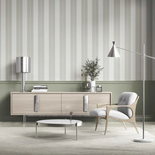 Neutral Geometric Striped Kitchen Wallpaper (Grey-Green)