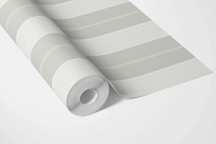 Neutral Geometric Striped Bathroom Wallpaper (Grey-Green)