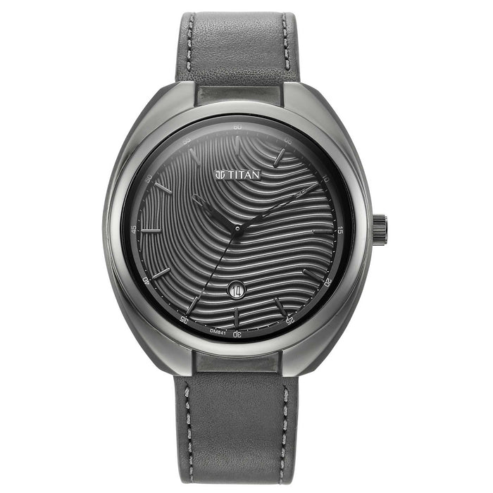 Bolt Anthracite Dial Dark Grey Leather Strap Watch 1887QL01