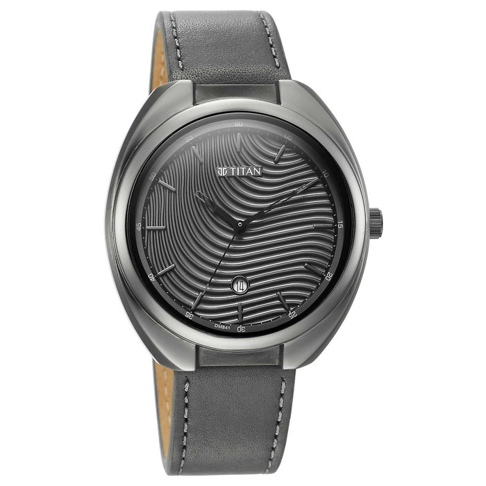 Bolt Anthracite Dial Dark Grey Leather Strap Watch 1887QL01