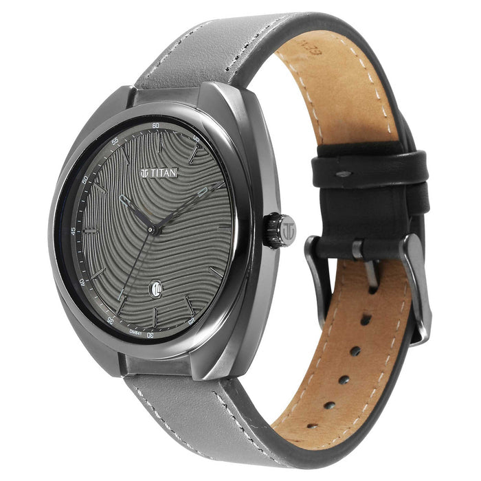 Bolt Anthracite Dial Dark Grey Leather Strap Watch 1887QL01