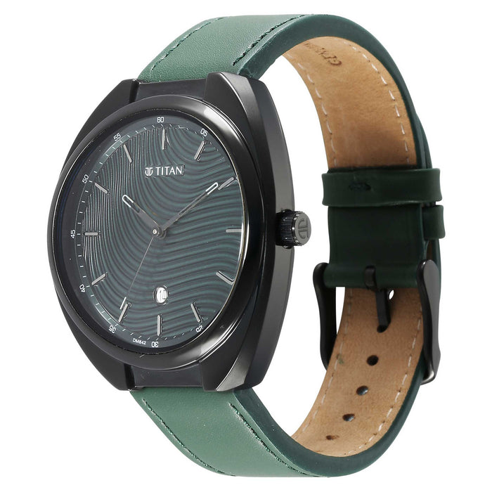 Bolt Green Dial Dark Green Leather Strap Watch 1887NL01