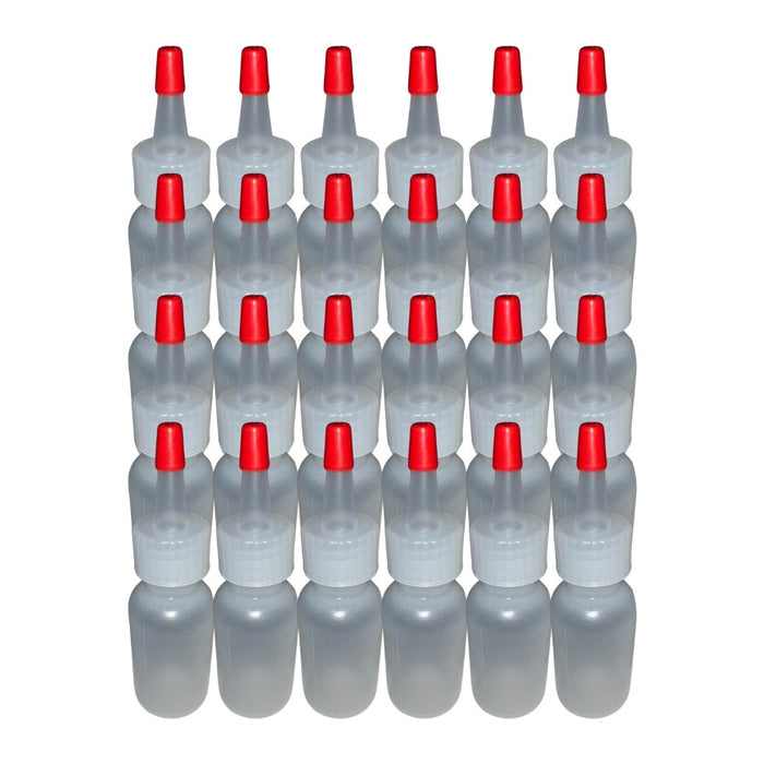 Boston Round Squeeze Bottles with Yorker Caps 1oz Dispensing Bottles for Crafts, Baking, Oils, Paints & More 25-Pack