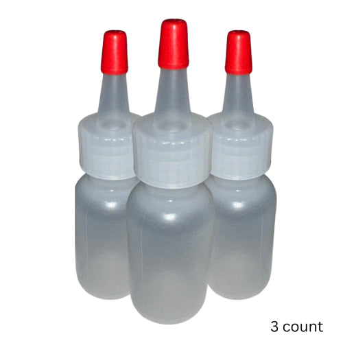 Boston Round Squeeze Bottles with Yorker Caps 1oz Durable Dispensing Bottles for Crafts, Baking, Oils, Paints & More 3Pack