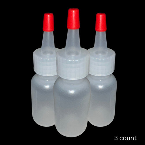 Boston Round Squeeze Bottles with Yorker Caps 1oz Durable Dispensing Bottles for Crafts, Baking, Oils, Paints & More 3Pack