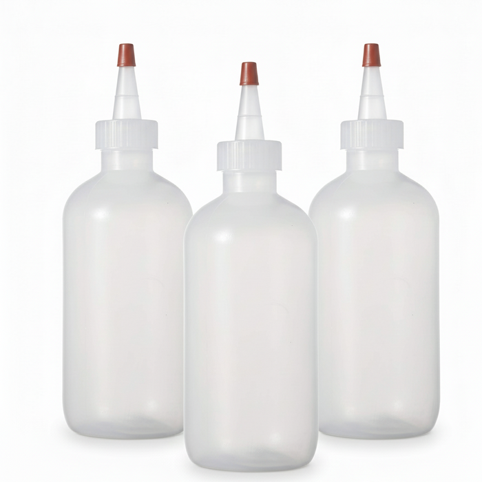 Boston Round Squeeze Bottles with Yorker Caps Durable Dispensing Bottles 8oz 3-Pack