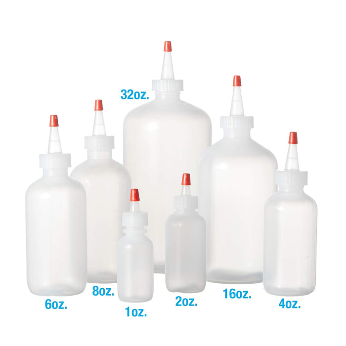 Boston Round Squeeze Bottles with Yorker Caps Durable Dispensing Bottles 8oz 6-Pack
