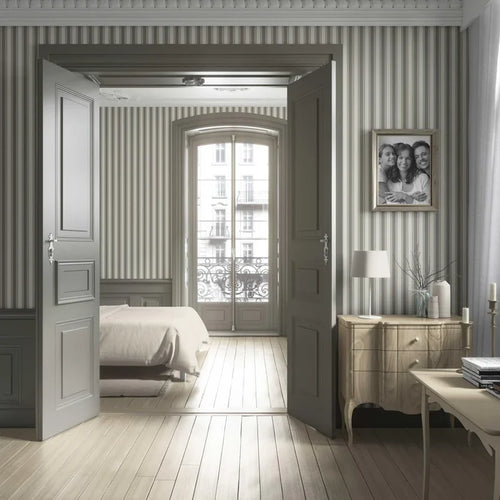 Neutral Geometric Striped Kitchen Wallpaper (Brown/ Beige/ Taupe Grey)
