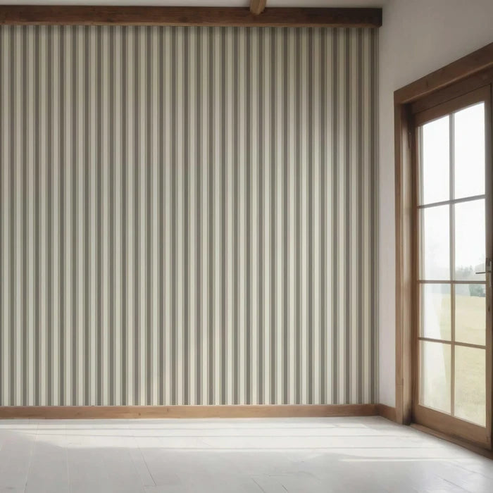 Neutral Geometric Striped Bedroom Wallpaper (Brown/ Beige/ Taupe Grey)