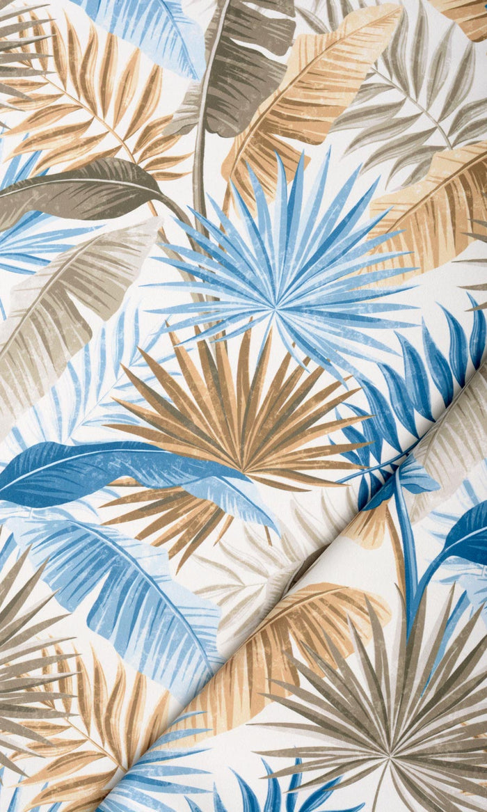 Botanical Floral Pinch Pleat, Rod Pocket, Eyelet Curtains (Blue/ Brown)