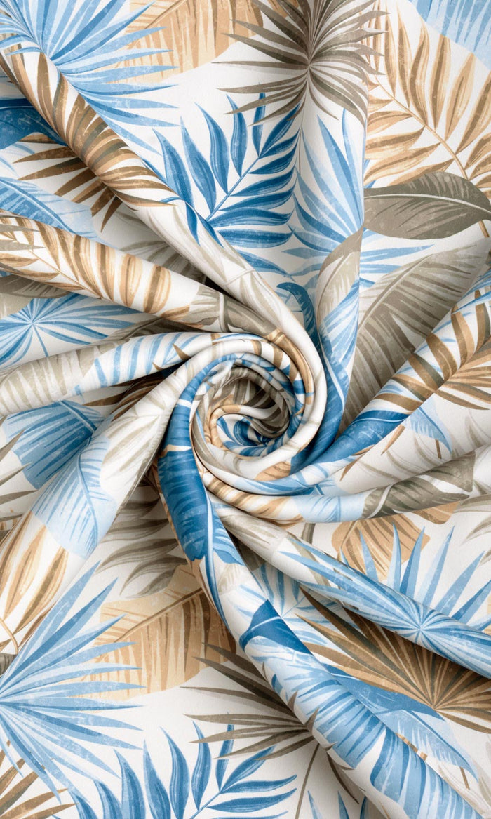 Botanical Floral Made-to-Measure Curtains (Blue/ Brown)