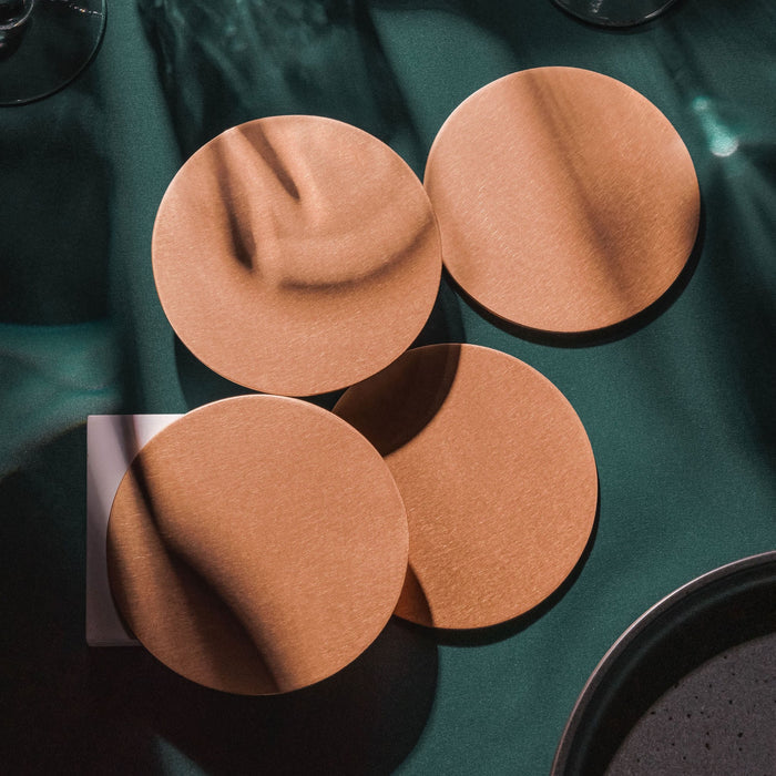 Brushed Bronze Coaster Set 2mm No Engraving Empire Copper Portrait Websize