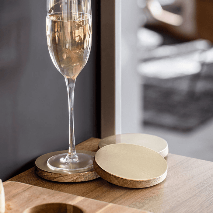 Brushed Brass Coaster Set - Natural