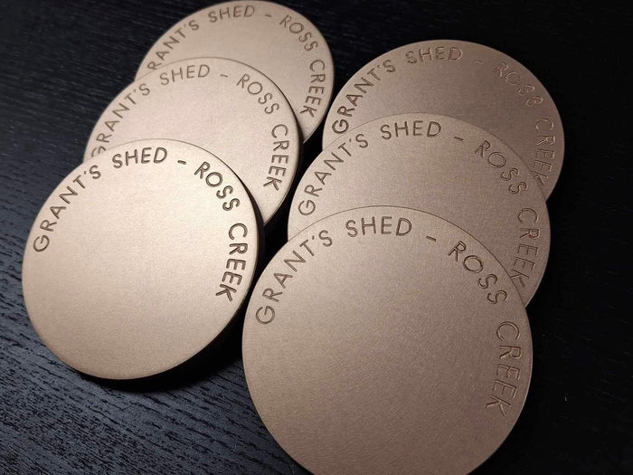 Brushed Bronze Coaster Set - Natural