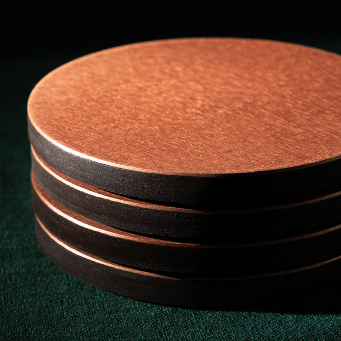 Brushed Copper Coaster Set - Natural