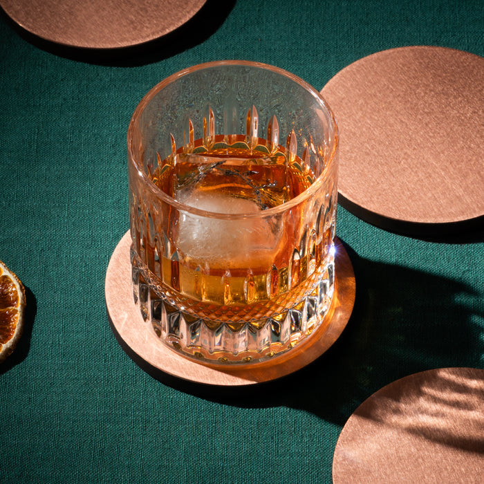 Brushed Copper Coaster Set - Natural