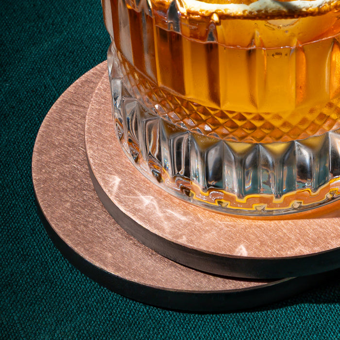 Brushed Copper Coaster Set - Natural