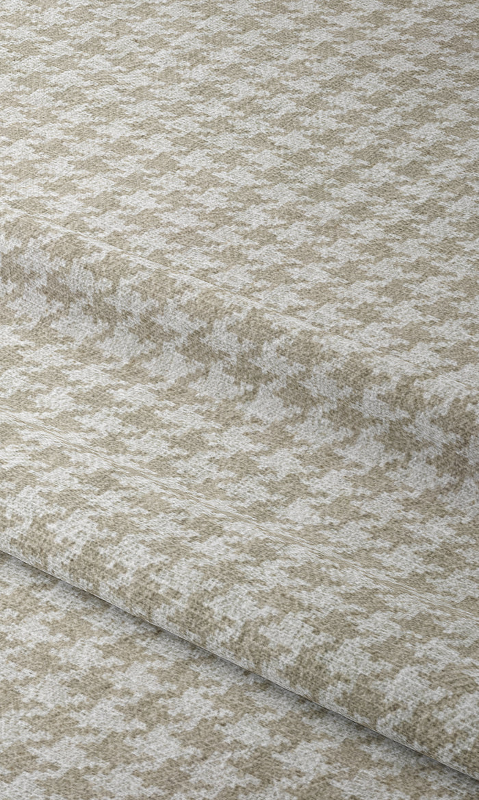 Houndstooth Print Window Treatments Fabric By the Metre (Beige/ White)