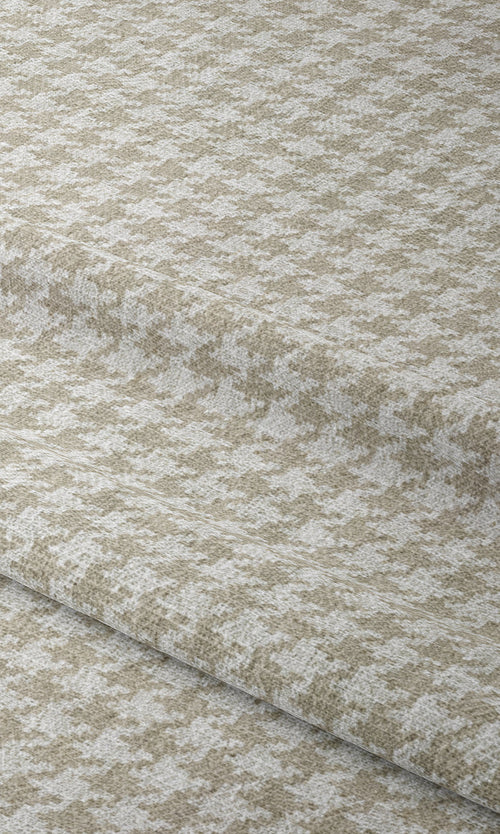 Houndstooth Print Window Treatments Fabric By the Metre (Beige/ White)