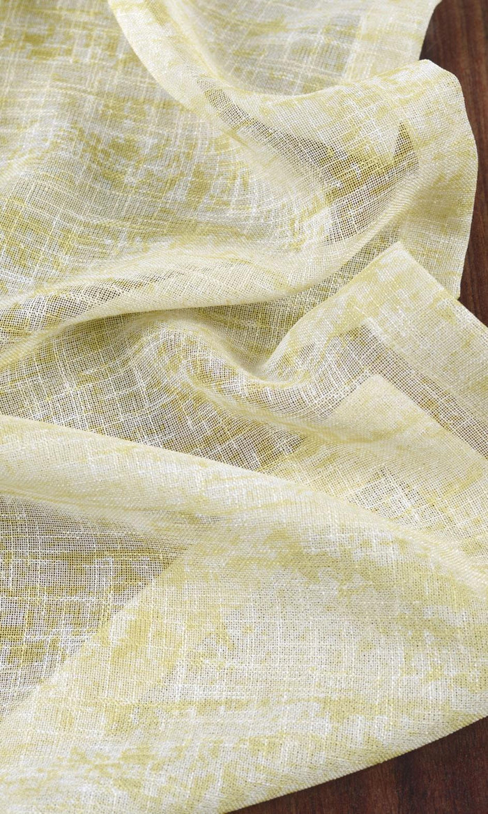 Textured Sheer Drapes for Living, Bedroom, Kitchen, Bathroom (Yellow-Green)