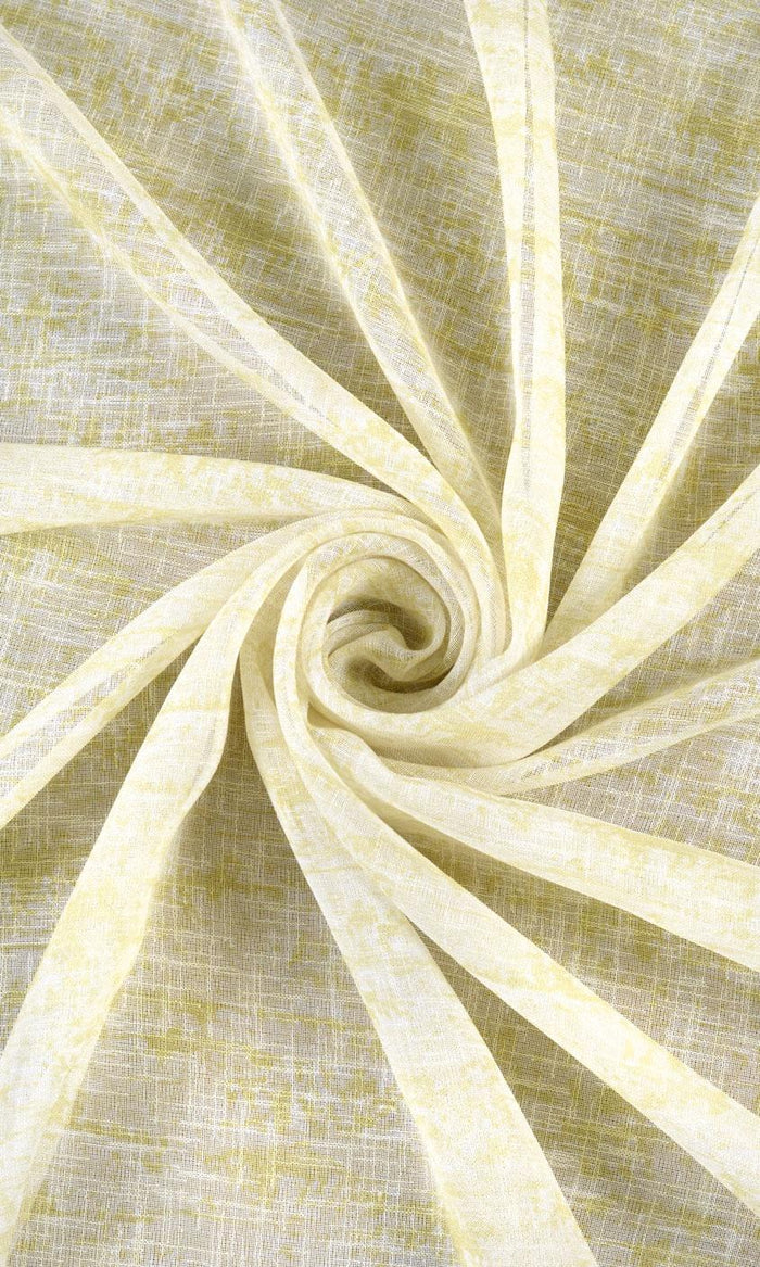 Textured Sheer Curtains / Drapes / Window Drapery Panels (Yellow-Green)